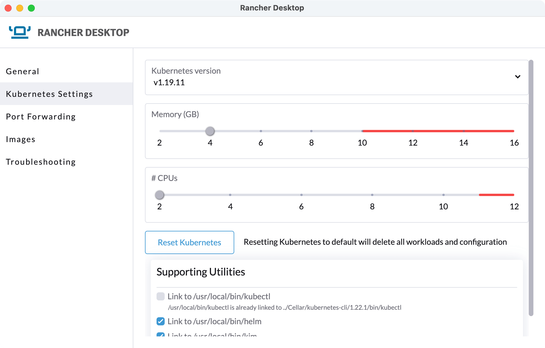 Kubernetes Settings