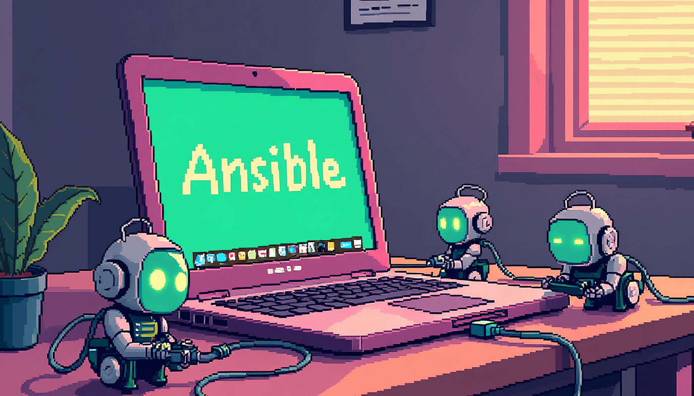 Ansible logo on a Mac background