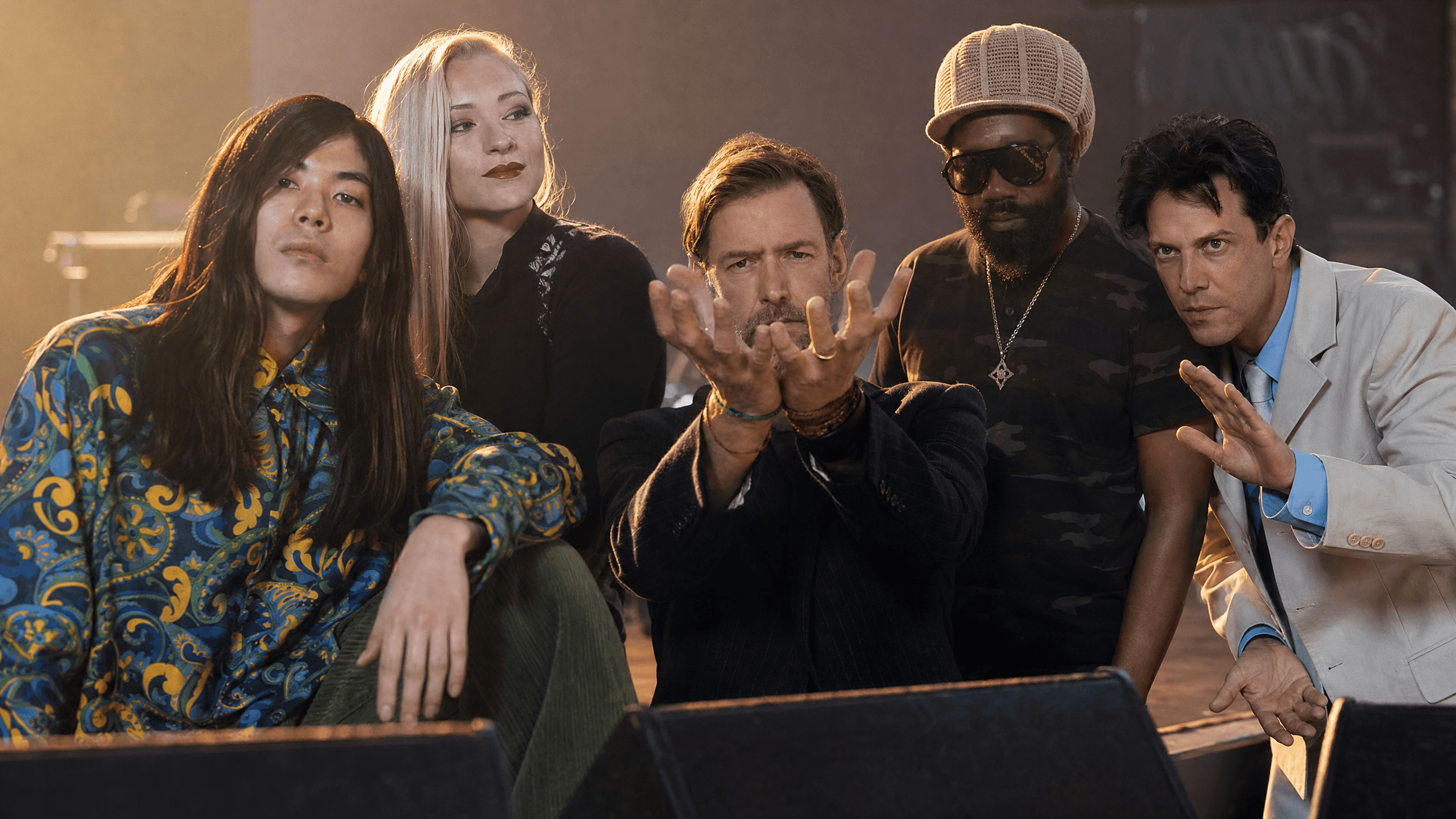 Group portrait of this week's top artists: They Might Be Giants, Future Islands, Boards of Canada, Easy Star All-Stars, Pearl Jam, Faith No More
