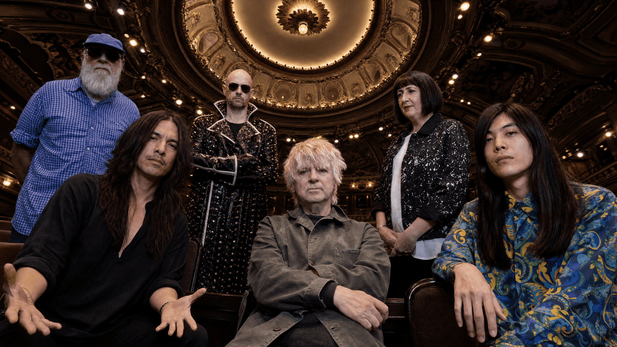Group portrait of this week's top artists: The Smashing Pumpkins, Placebo, Crowded House, The Rolling Stones, Basic, The Beach Boys