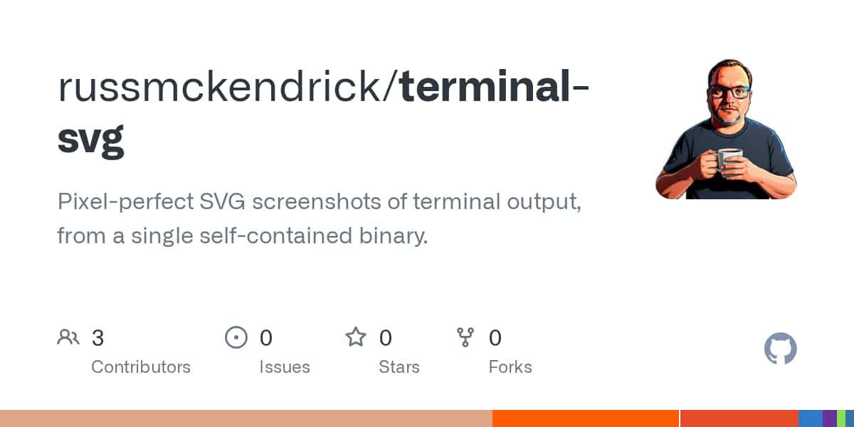 Pixel-perfect SVG screenshots of terminal output, from a single self-contained binary. - russmckendrick/terminal-svg